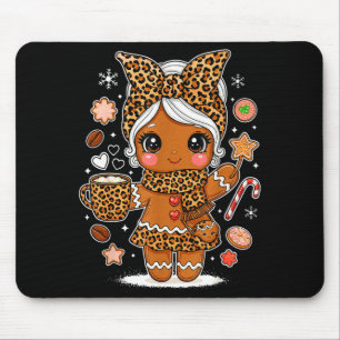 Tapis De Souris Fille au pain d'épice léopard mignon coquette arc