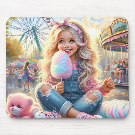 Tapis De Souris Fille Avec Bonbon De Coton Carnaval (Devant)