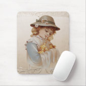 Tapis De Souris Fille avec des petits canards (Avec souris)