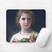 Tapis De Souris Fille avec Mimosa, Bouguereau (Avec souris)