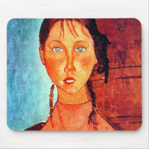 Tapis De Souris Fille avec Pigtails, Modigliani
