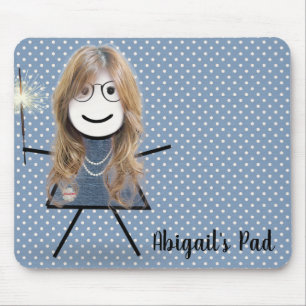 Tapis De Souris Fille bâton avec cierge magique sur pois