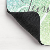 Tapis De Souris Fille Bleu Vert Parties scintillant Étincelles Nom (Coin)