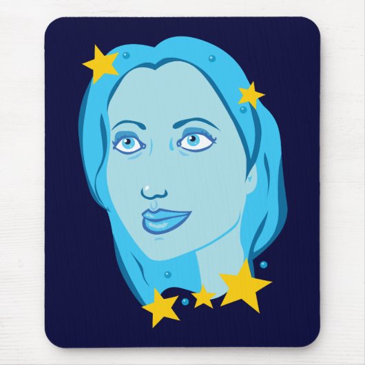 Tapis De Souris Fille bleue étoilée (Devant)