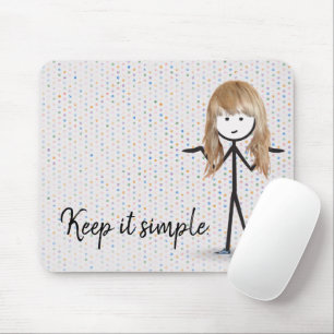 Tapis De Souris Fille Blonde Bâton Sur Points Polka