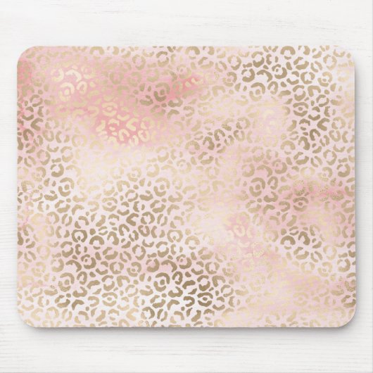 Tapis De Souris Fille Blush Pink Glam Empreinte de léopard or (Devant)