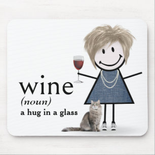 Tapis De Souris Fille Bonhomme Allumette Avec Du Vin Et Un Chat