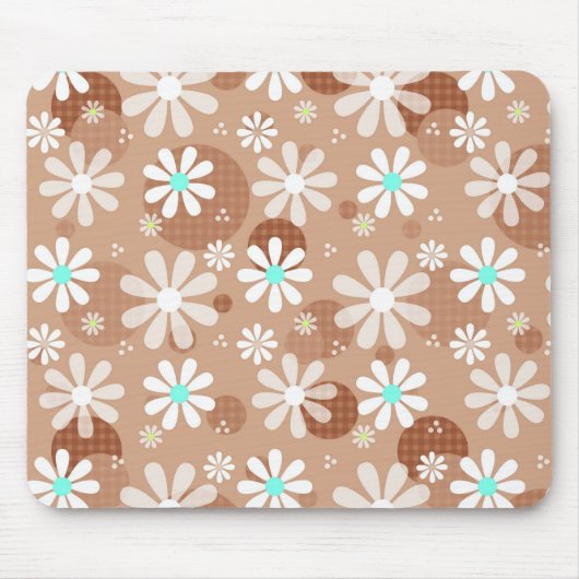 Tapis De Souris Fille Brown Fleur Motif mignon Pots Aqua (Devant)