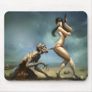 tapis de souris fille chaude attaque de zombie