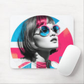 Tapis De Souris Fille Chic Rétro Pop Art (Avec souris)