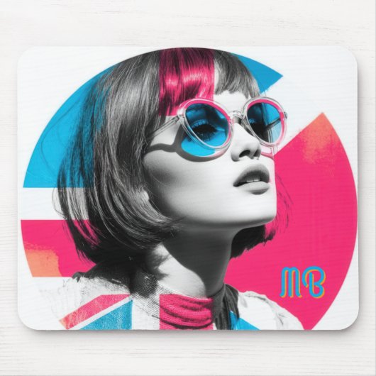 Tapis De Souris Fille Chic Rétro Pop Art (Devant)