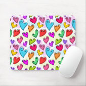 Tapis De Souris Fille Coeurs Vibrants Cute Romantic Valentines Day (Avec souris)