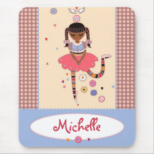 Tapis De Souris Fille d'ange (Afro) Mousepad nommé fait sur