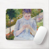 Tapis De Souris Fille dans le jardin, Mary Cassatt (Avec souris)