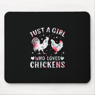 Tapis De Souris Fille d'art de poulet qui aime les poulets