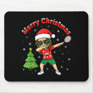 Tapis De Souris Fille de badminton Dabbing Père Noël Noël Xmas