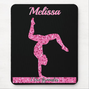 Tapis De Souris Fille de gymnastique rose éclat poutre d'équilibre