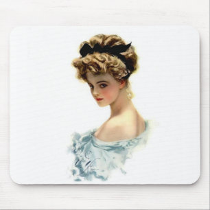 Tapis De Souris Fille de Harrison Fisher dans le bleu