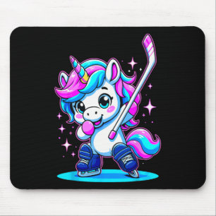 Tapis De Souris Fille de hockey sur glace faisant le dab licorne