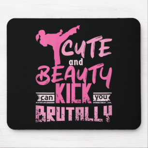 Tapis De Souris Fille de karaté kickboxing mignonne et beauté fémi