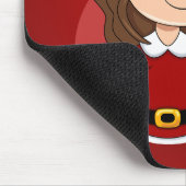 Tapis De Souris Fille de Noël aux cheveux bruns ondulés (Coin)