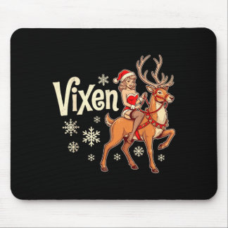 Tapis De Souris Fille de pin up de renne de Noël Vixen vintage san