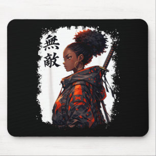 Tapis De Souris Fille de Samouraï Noir Anime Guerrière Afro Africa