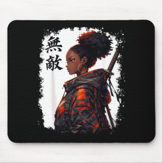 Tapis De Souris Fille de Samouraï Noir Anime Guerrière Afro Africa