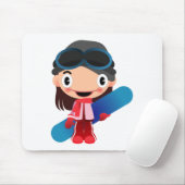 Tapis De Souris Fille de surfeur de bande dessinée (Avec souris)
