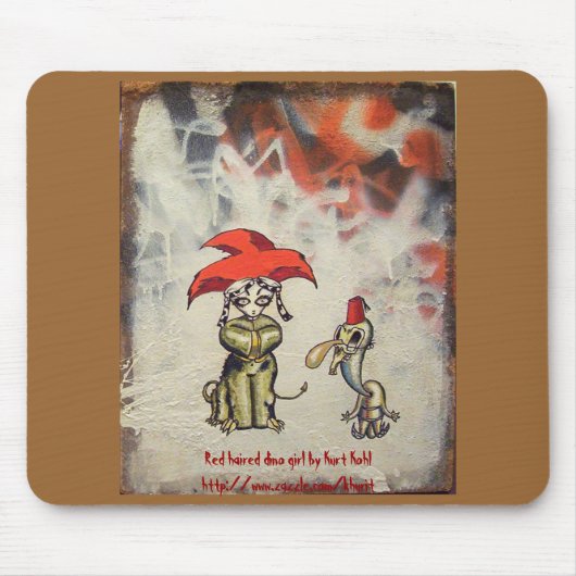 Tapis De Souris Fille d'une chevelure rouge Mousepad de Dino (Devant)