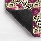 Tapis De Souris Fille Empreinte de léopard Floral rose or (Coin)