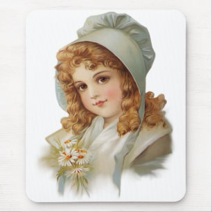 Tapis De Souris Fille en Bonnet Vert