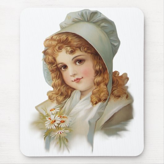 Tapis De Souris Fille en Bonnet Vert (Devant)