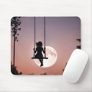 Tapis De Souris Fille En Flèche Avec Lune