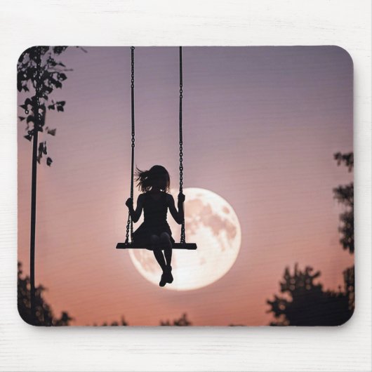 Tapis De Souris Fille En Flèche Avec Lune (Devant)