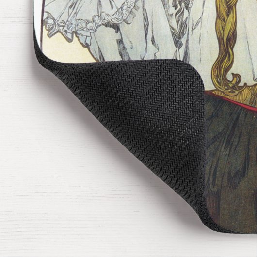 Tapis De Souris Fille et géranium, Mucha (Coin)