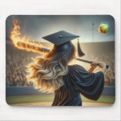Tapis De Souris Fille Graduée Swing a Flaming Baseball Bat (Devant)