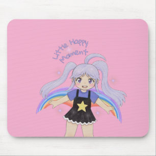 Tapis De Souris Fille Heureuse Illustration Dessinée à la Main – P