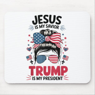 Tapis De Souris Fille Jésus Mon Sauveur Trump Président Christian