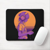 Tapis De Souris Fille joueuse d'anime rétro (Avec souris)