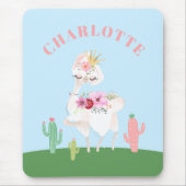 Tapis De Souris Fille Llama Floral Cactus (Devant)
