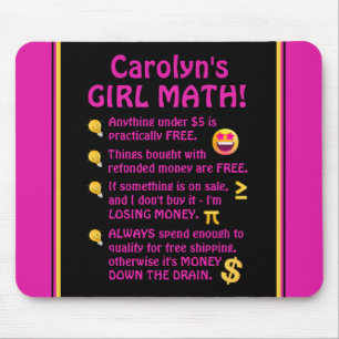 Tapis De Souris Fille Math Funny Ordinateur personnalisé