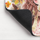 Tapis De Souris Fille mignonne d'anime avec le feuille d'automne (Coin)