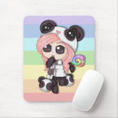 Tapis De Souris Fille mignonne de panda d'Anime d'arc-en-ciel (Avec souris)