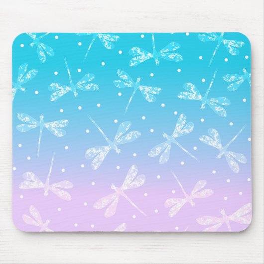 Tapis De Souris Fille moderne rose vif aqua ombre dragonflies (Devant)