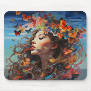 Tapis De Souris Fille Papillon Abstrait