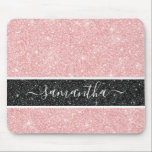 Tapis De Souris Fille Parties scintillant rose Mousepad<br><div class="desc">Un élégant tapis de parties scintillant rose avec une bande de parties scintillant noire. Personnalisez-le avec votre nom,  Conçu pour vous par Blackberry Boulevard.</div>