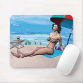Tapis De Souris Fille Rétro sous le Soleil (Avec souris)