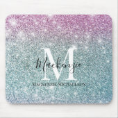 Tapis De Souris Fille rose bleu violet Parties scintillant Nom du  (Devant)