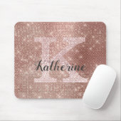 Tapis De Souris Fille Rose Gold Glam Diamond Sparkle Monogramme No (Avec souris)